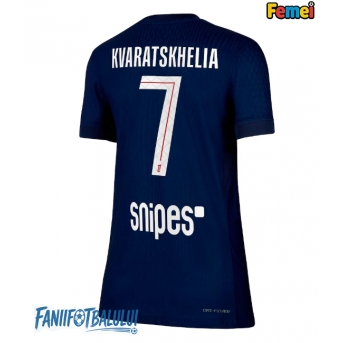 Paris Saint-Germain Khvicha Kvaratskhelia #7 Tricou Fotbal Replică 2025-26 Femei Acasa